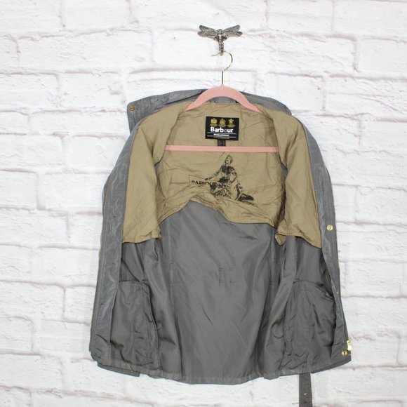 Barbour International Gray Polyester Lined Belted Jacket Size 14 - Picture 8 of 9